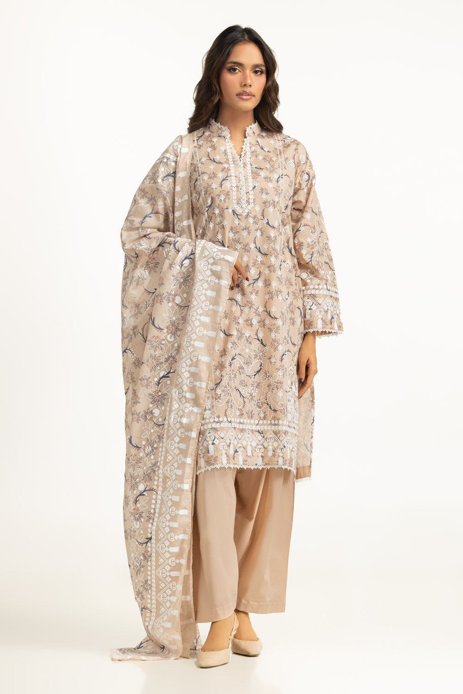 3PC Lawn Lacquer Printed Suit
