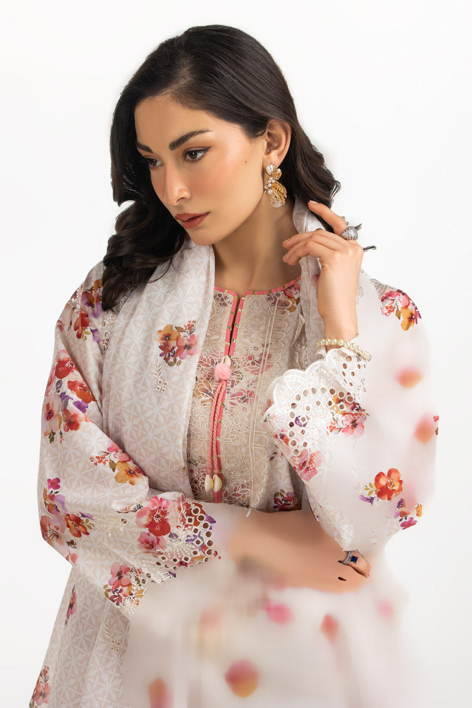 3PC Lawn Printed Suit With Embroidered