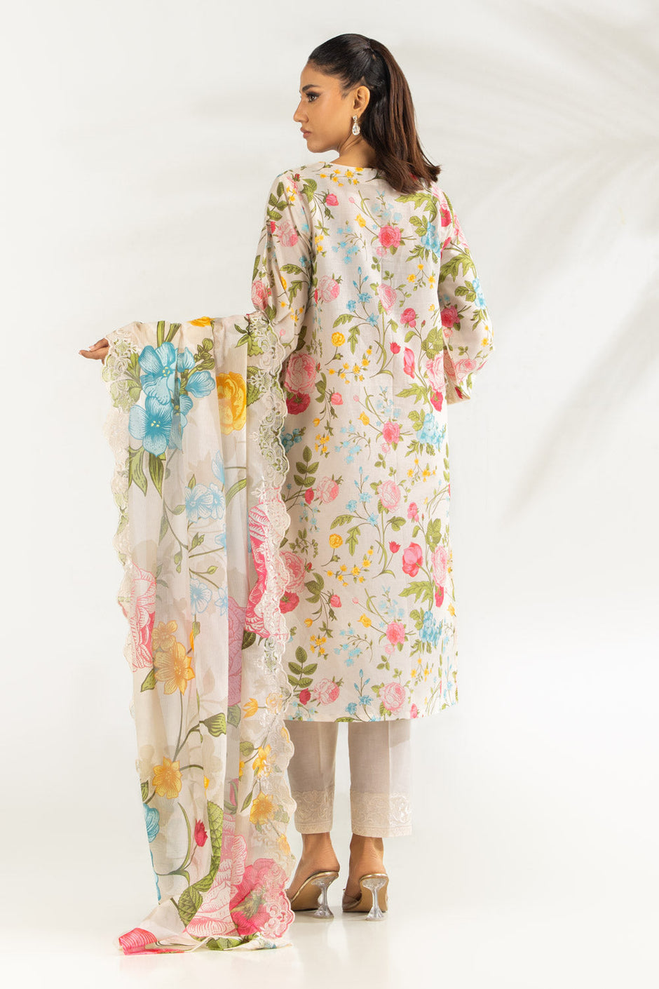 3PC Lawn Printed Suit With Embroidered