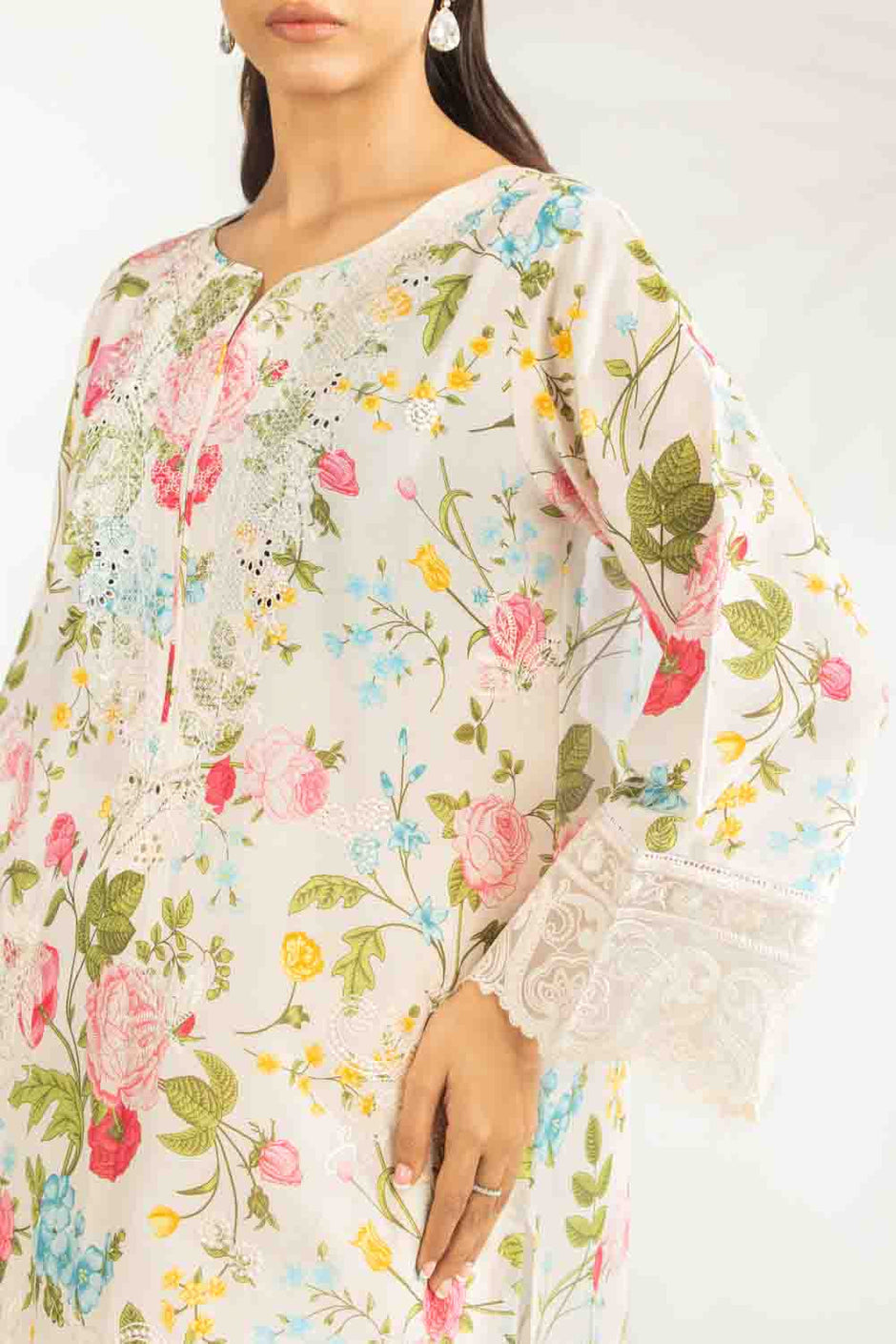 3PC Lawn Printed Suit With Embroidered