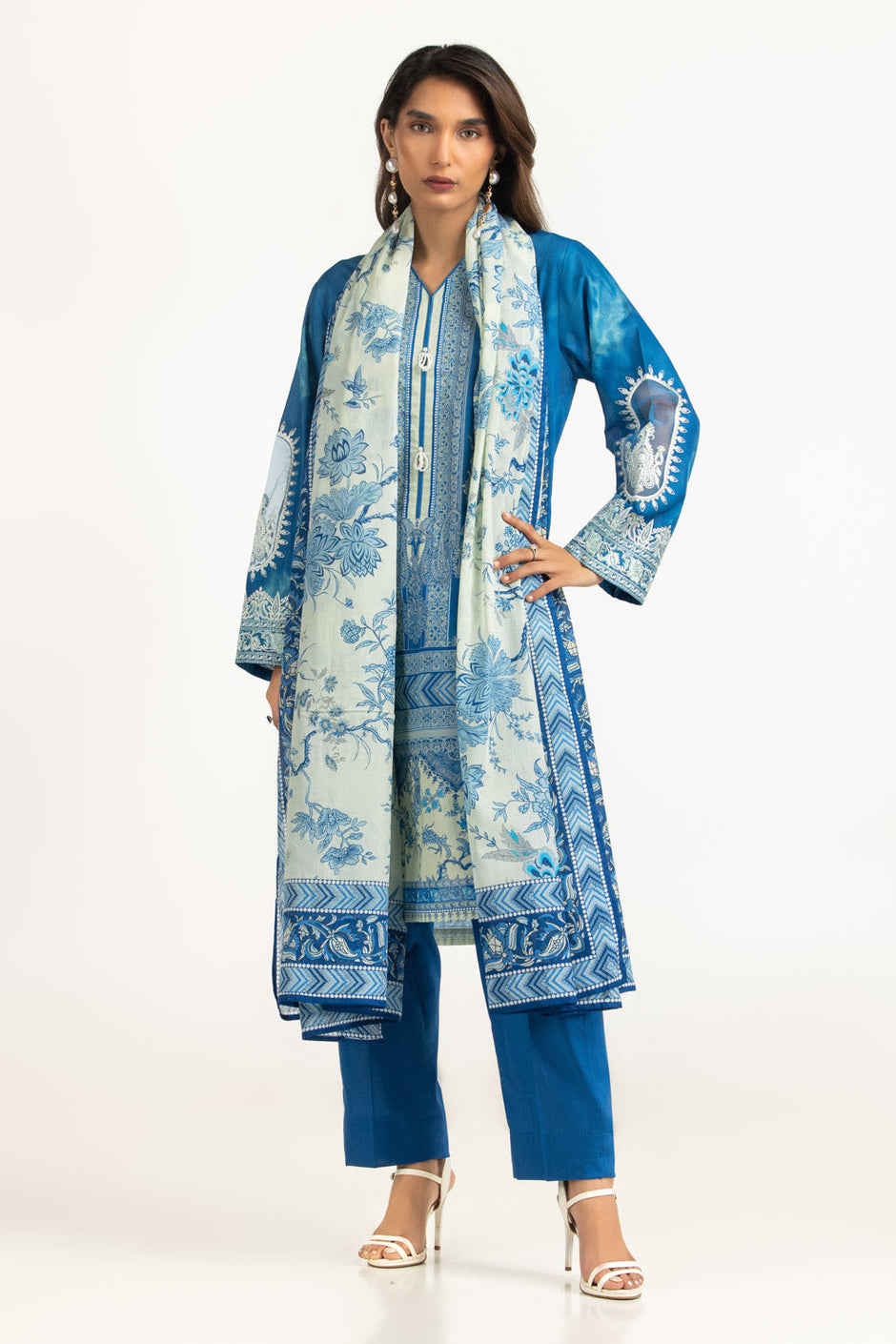 3PC Lawn Printed Suit With Embroidered