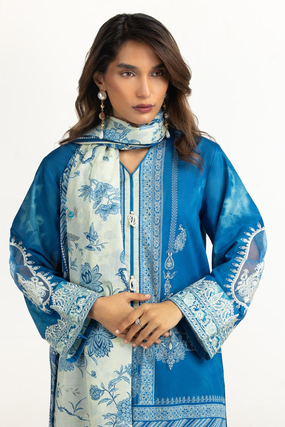 3PC Lawn Printed Suit With Embroidered