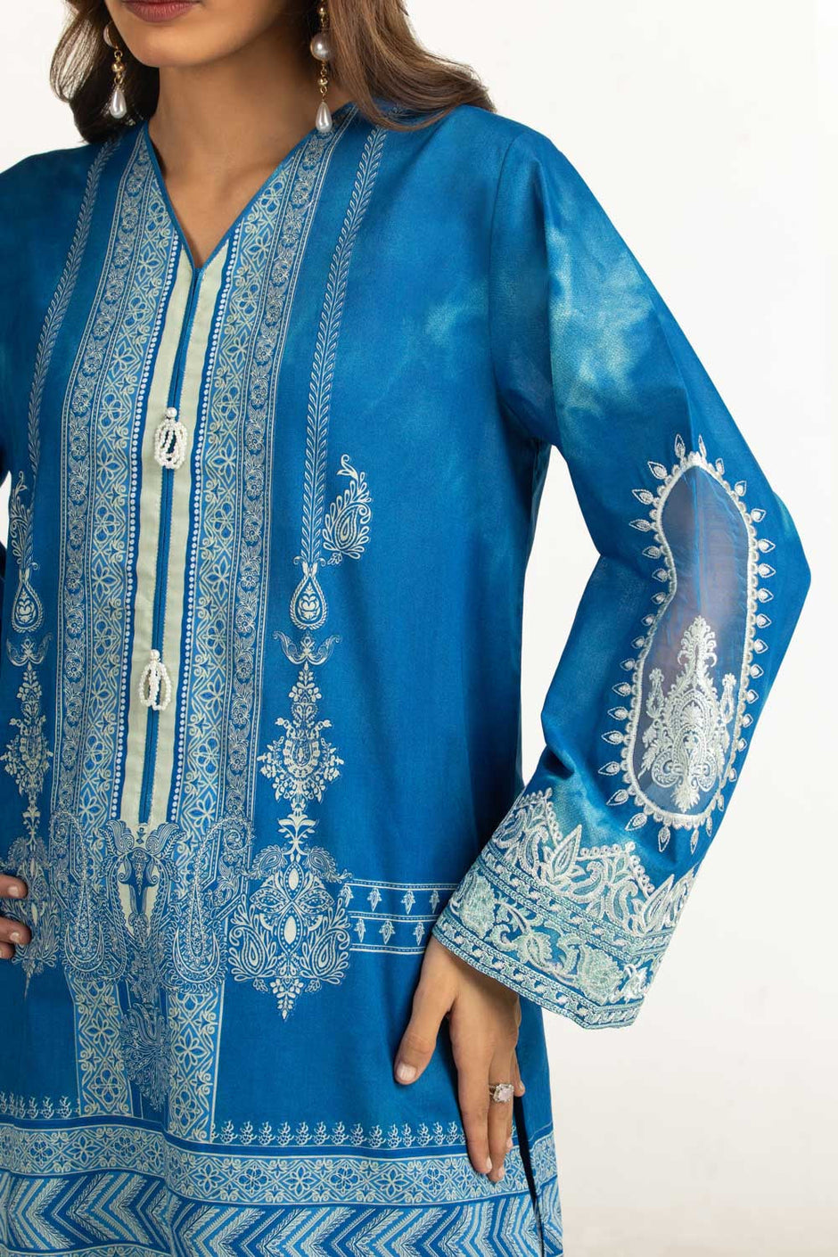 3PC Lawn Printed Suit With Embroidered