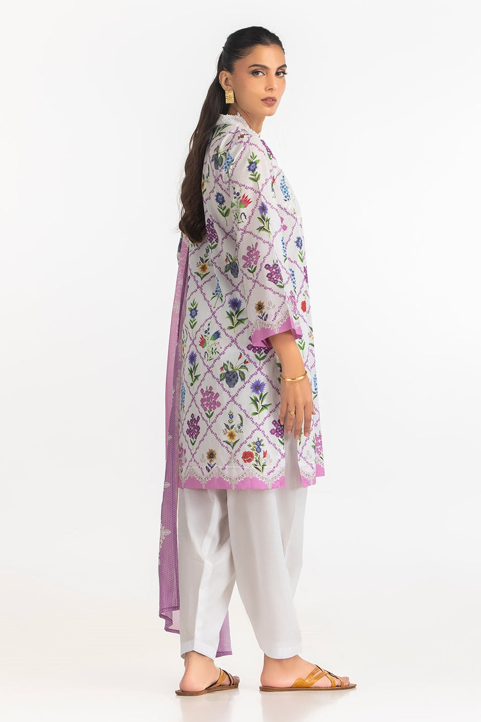 3PC Lawn Printed Suit With Embroidered