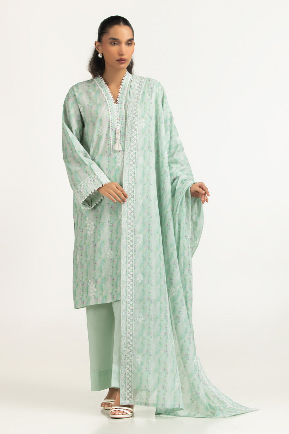3PC Lawn Printed Suit with Embroidered