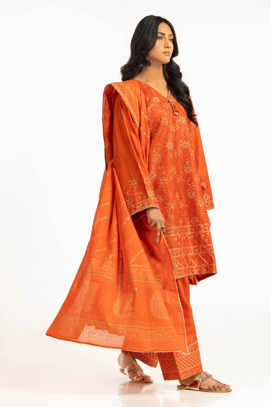 3PC Lawn Sequence Embroidered Suit