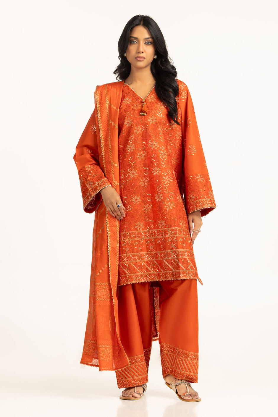 3PC Lawn Sequence Embroidered Suit