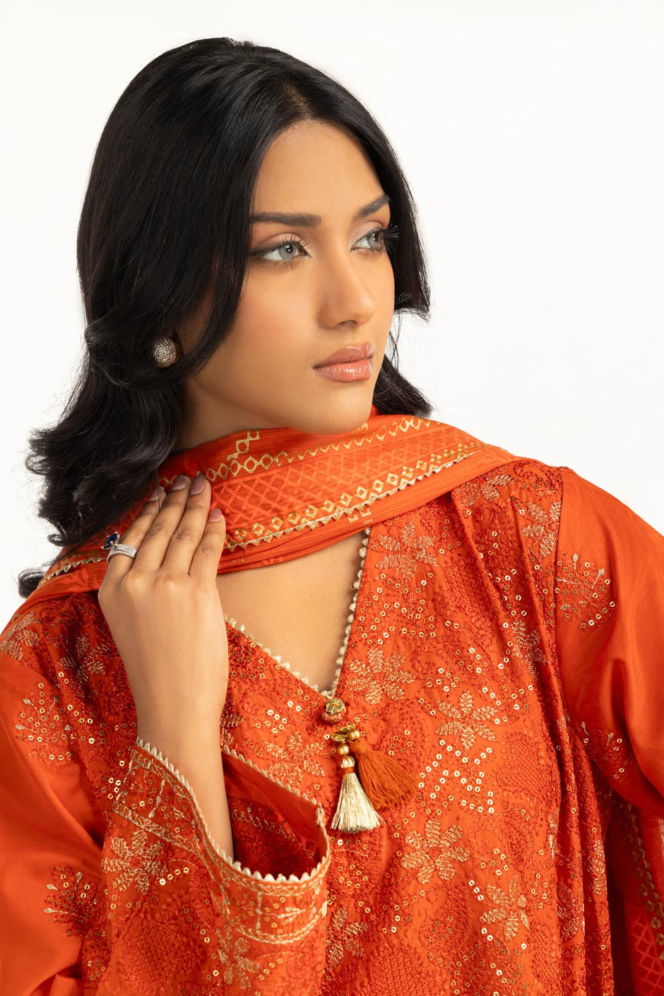 3PC Lawn Sequence Embroidered Suit