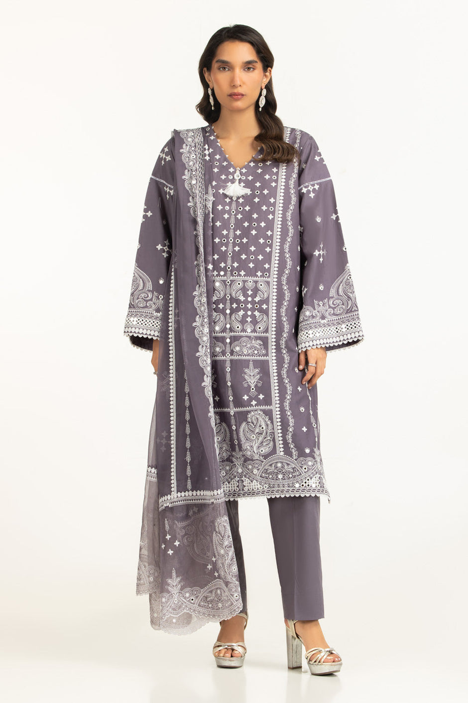 3PC Lawn Sequins Embroidered Suit