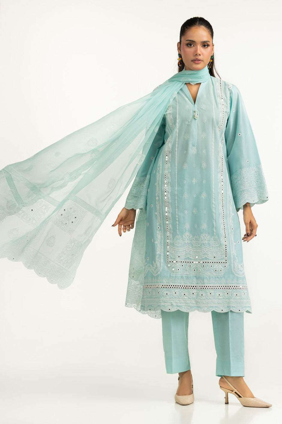 3PC Lawn Sequins Embroidered Suit