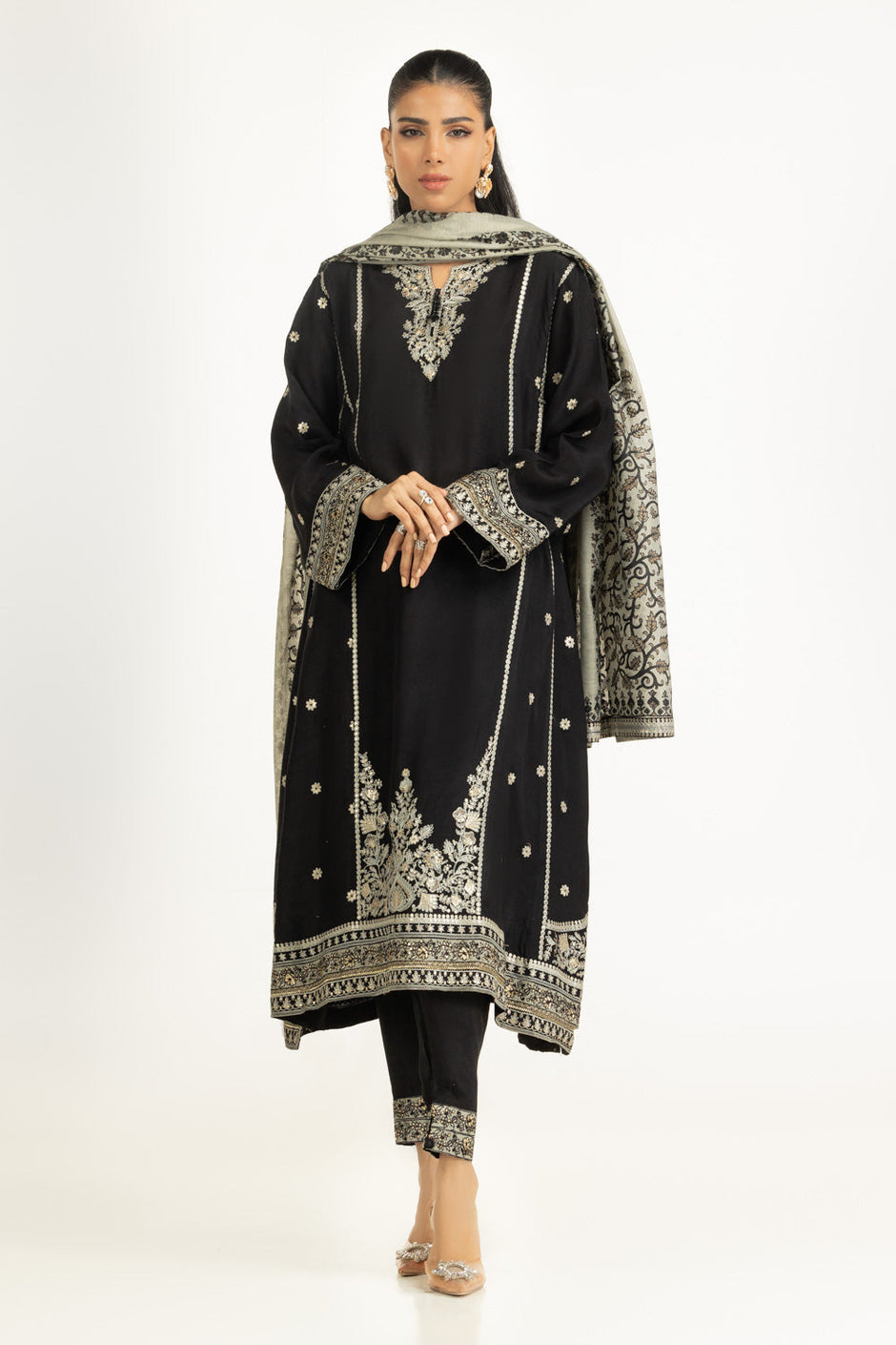3PC Rawsilk Embroidered Suit