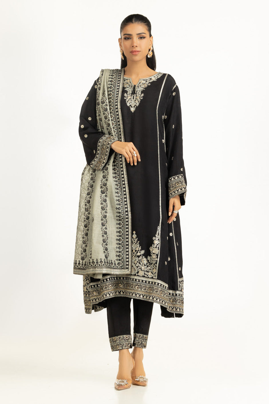 3PC Rawsilk Embroidered Suit