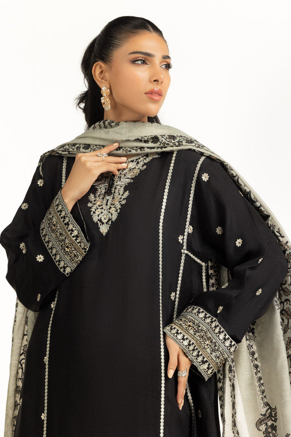 3PC Rawsilk Embroidered Suit