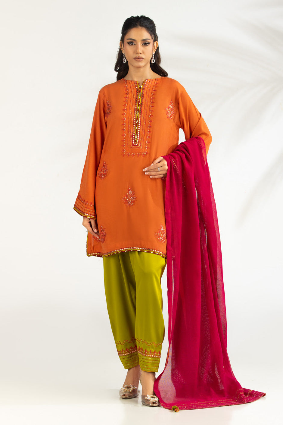 3PC Rawsilk Embroidered Suit