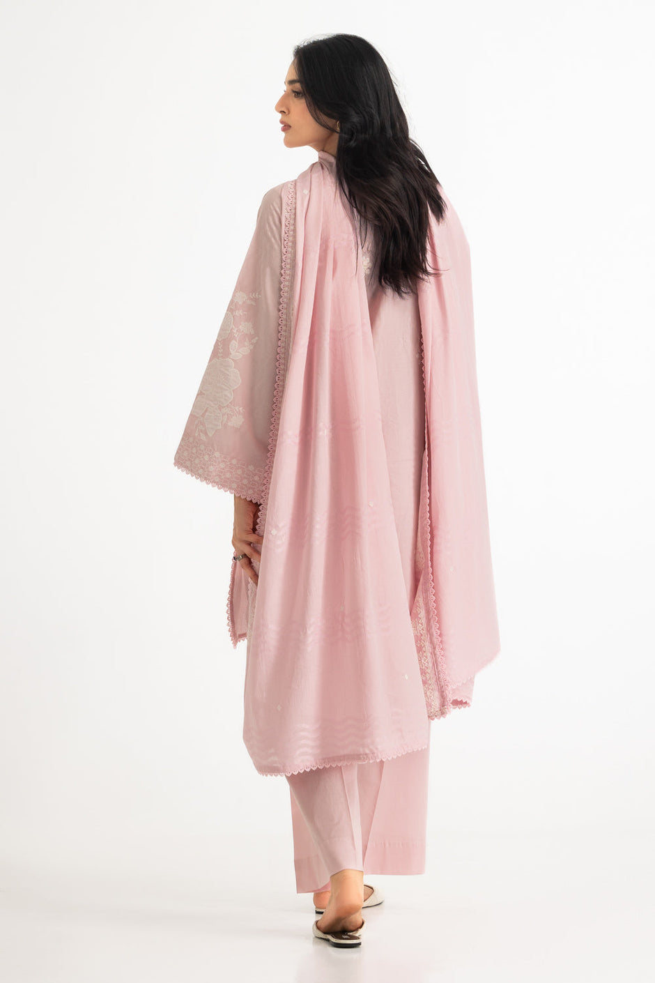 3PC Self Jacquard Embroidered Suit