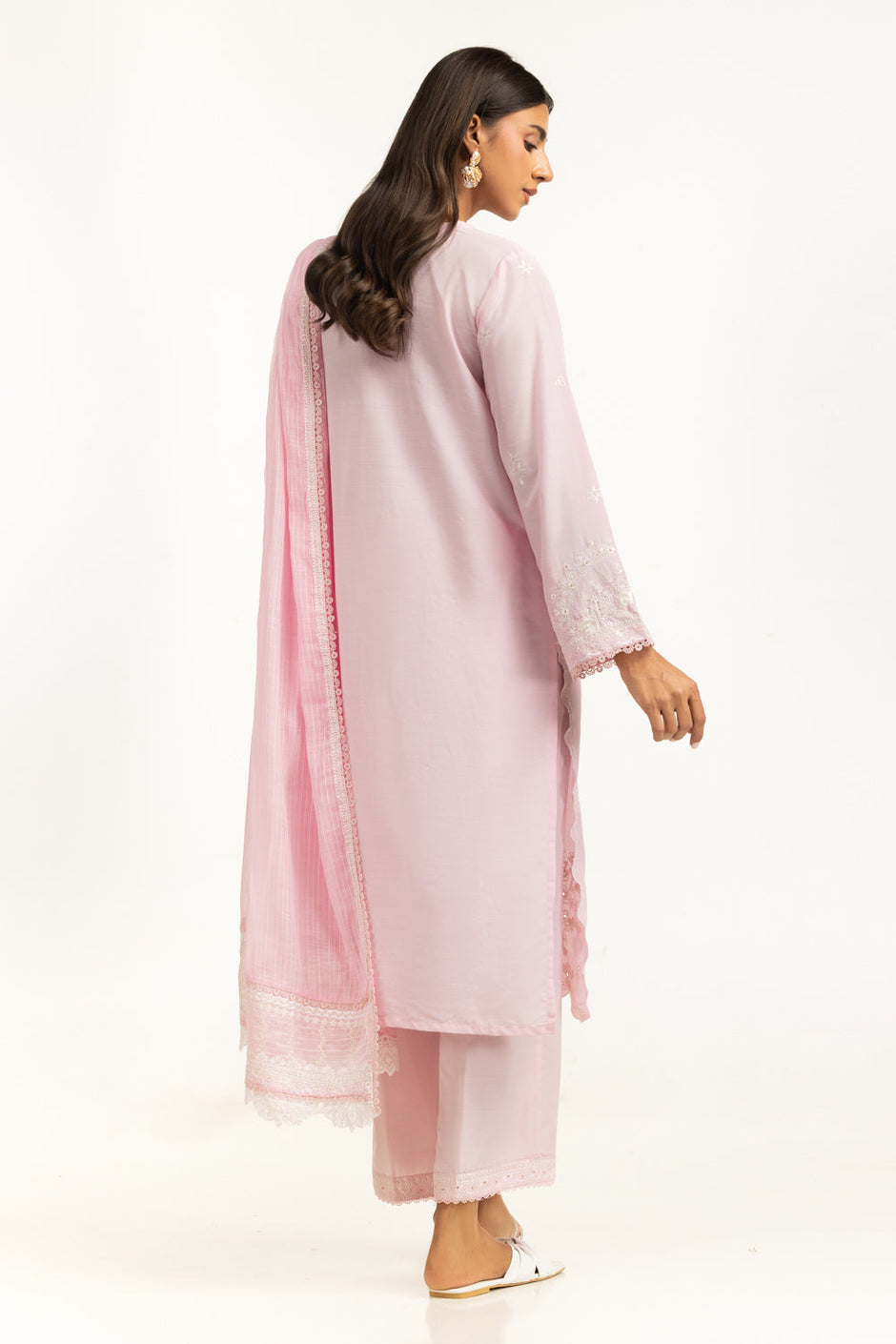 3PC Swiss Lawn Slub Embroidered Suit