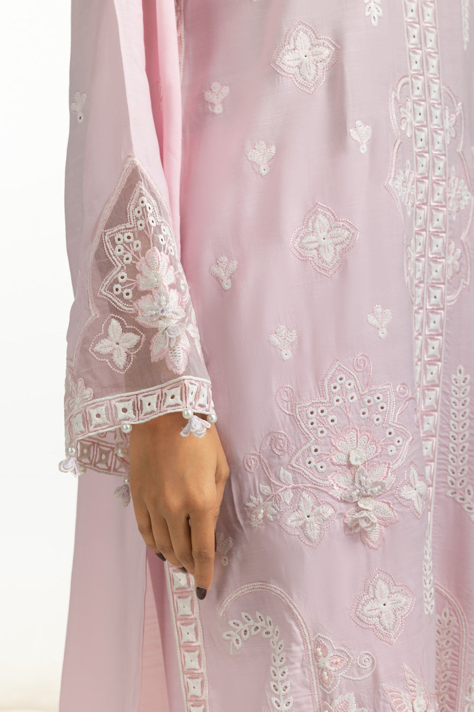 3PC Viscose Rawsilk Embroidered Suit