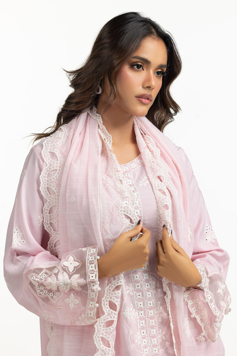3PC Viscose Rawsilk Embroidered Suit