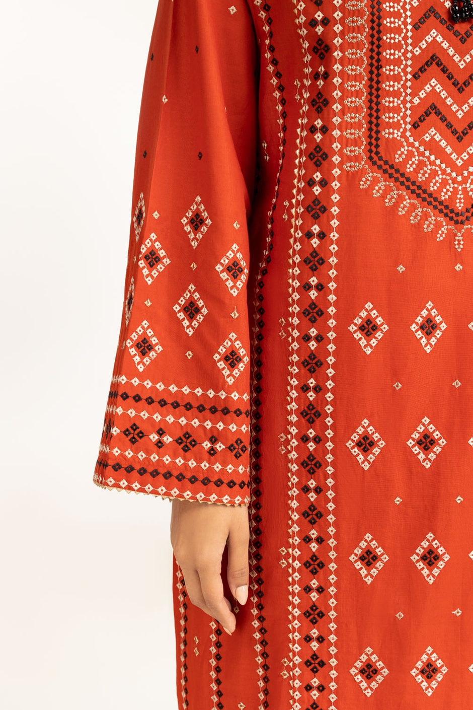3PC Lawn Gold & Lacquer Printed Suit With Embroidered IUSTKSD-656