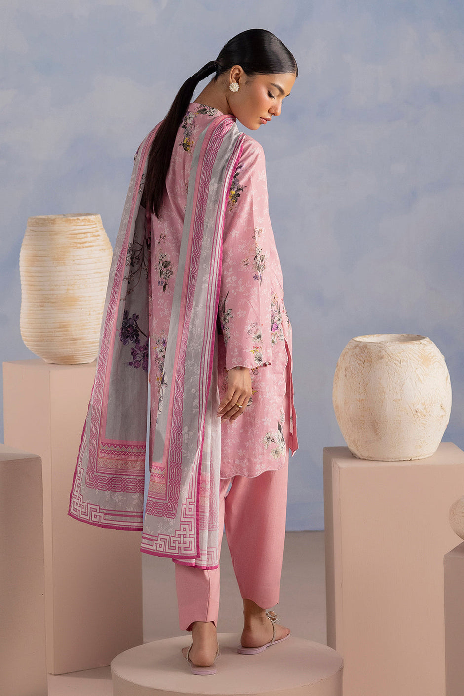 3 Piece Printed Cotton Suit with Printed Lawn Dupatta