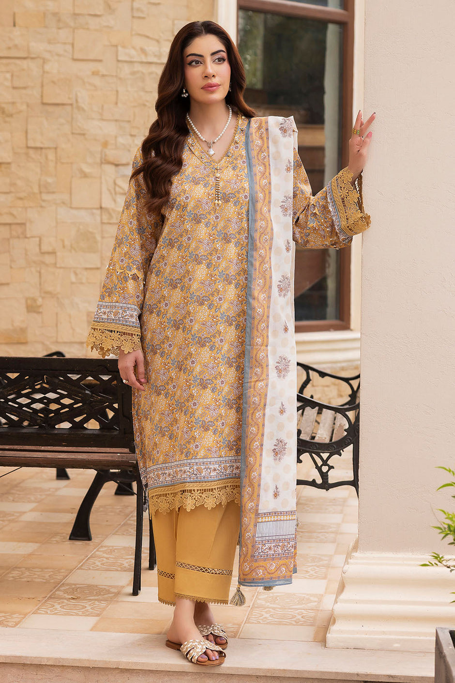 3 Piece Printed Suit