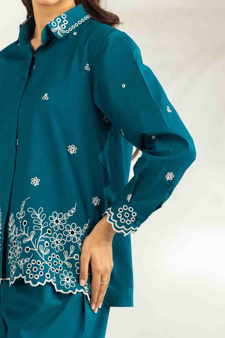 Cambric Embroidered Co-Ord Set