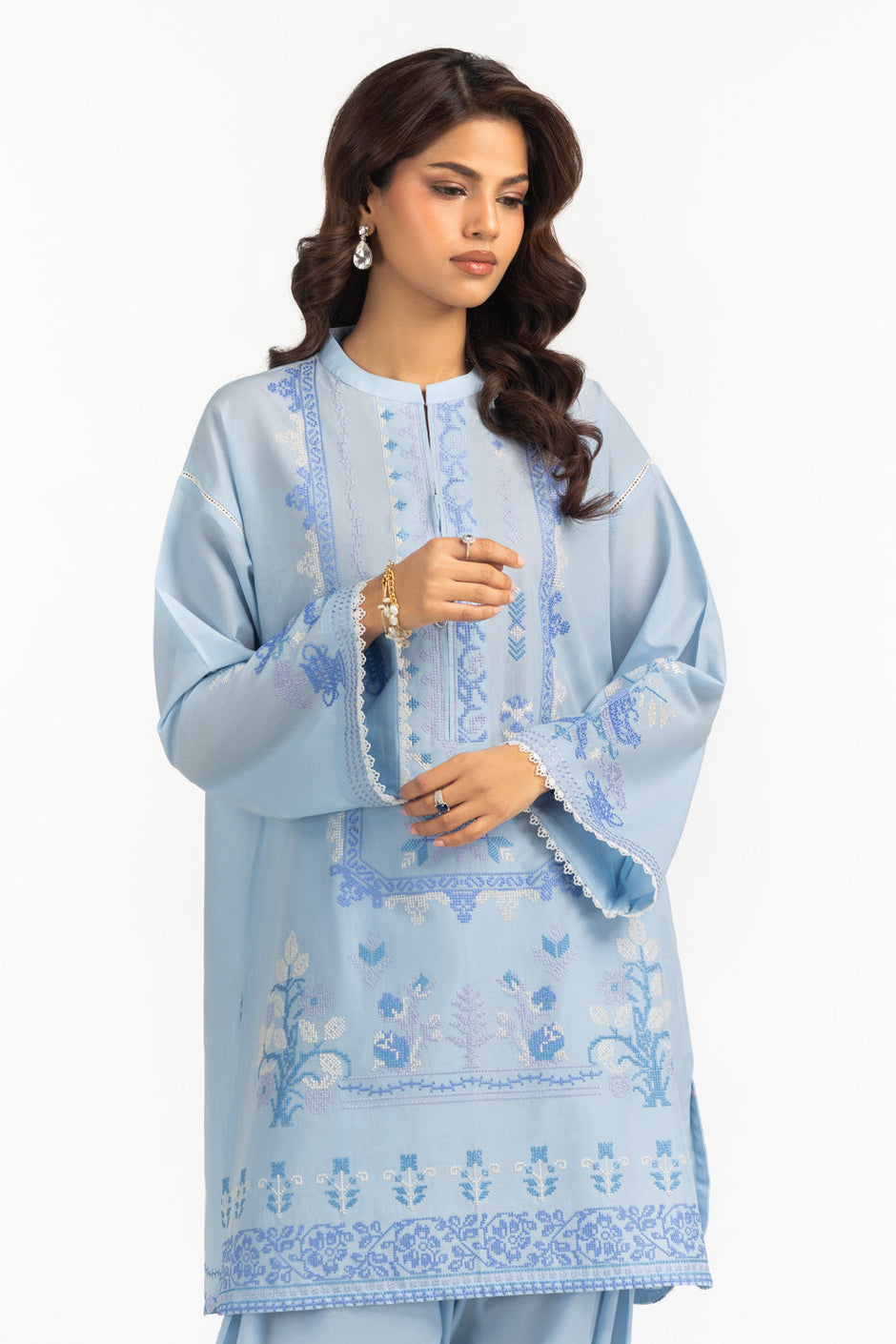 Cambric Embroidered Co-Ord Set