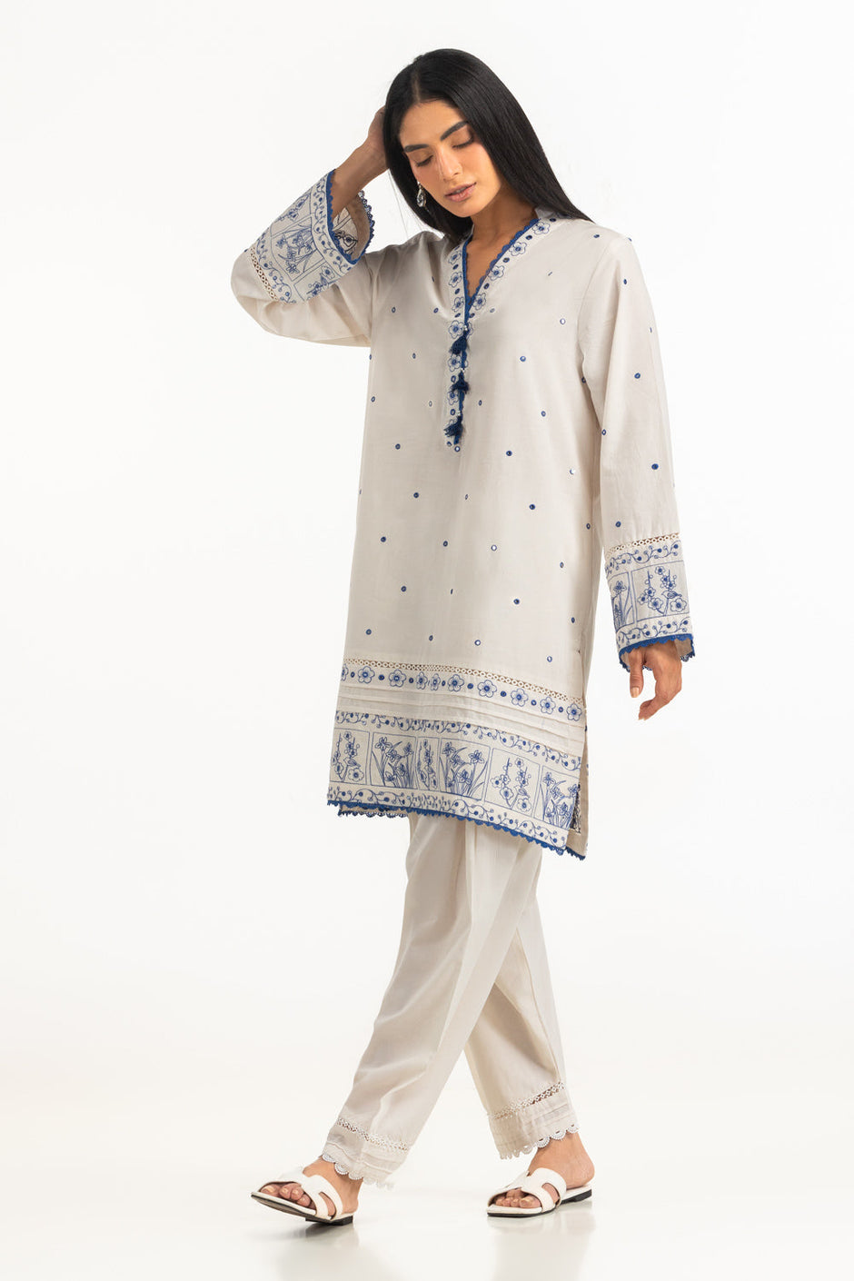 Cambric Embroidered Co-Ord Set