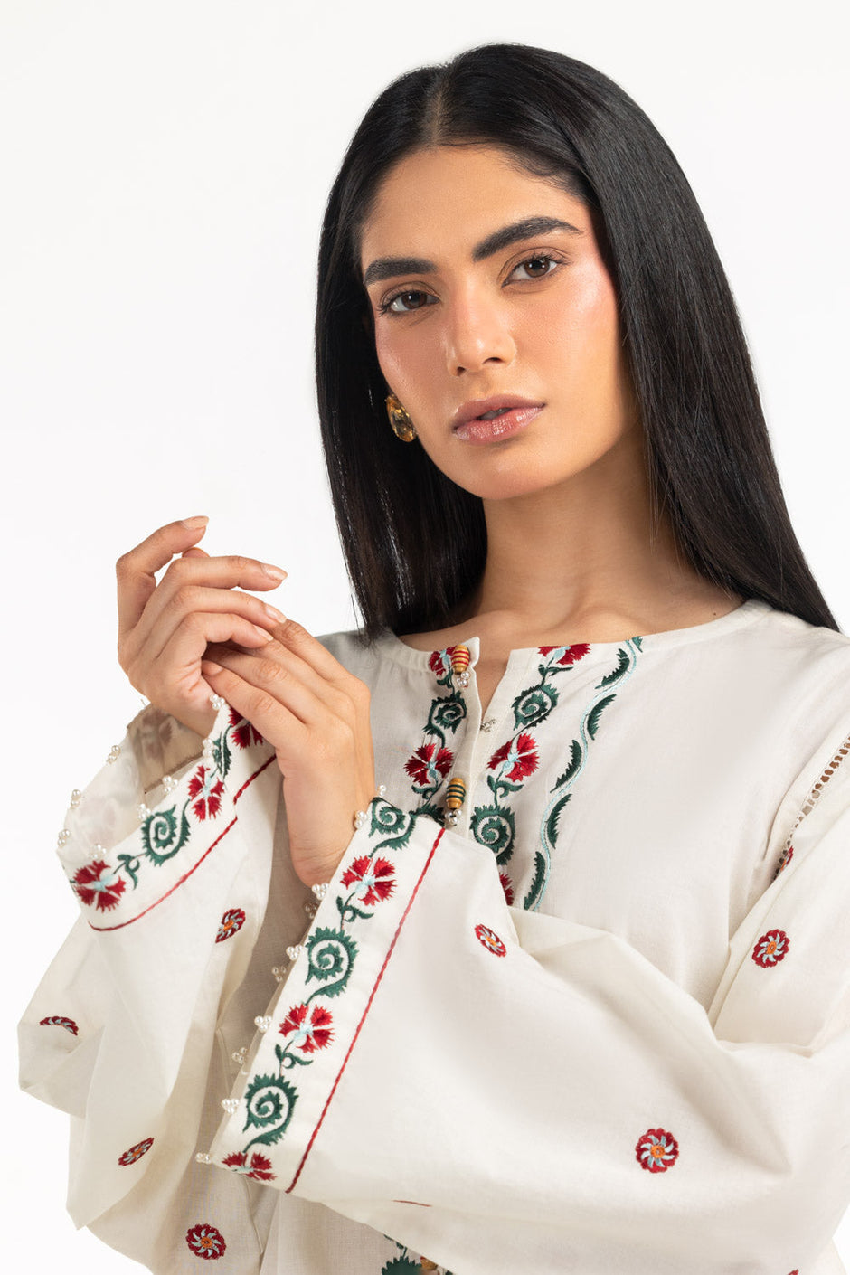 Cambric Embroidered Co-Ord Set