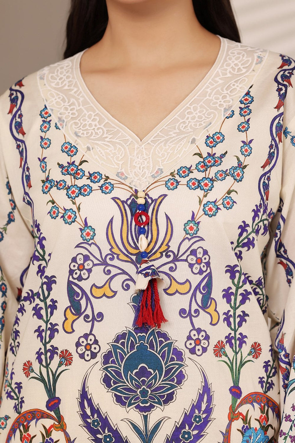 Cambric Printed Shirt And Trouser With Embroidered