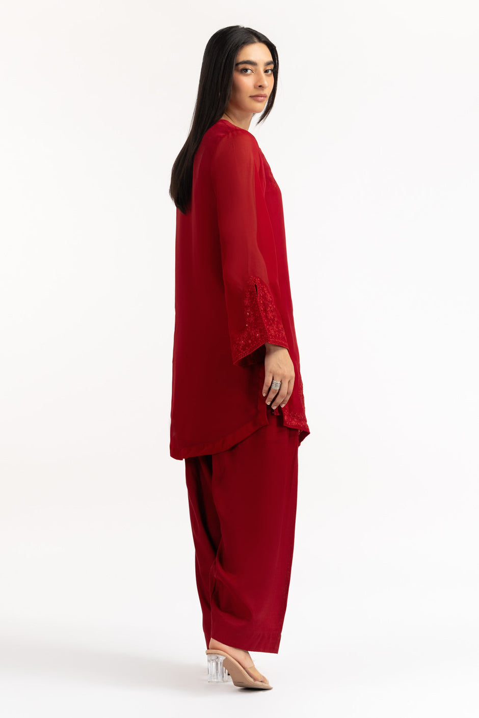 Chiffon Embroidered Shirt And Trouser