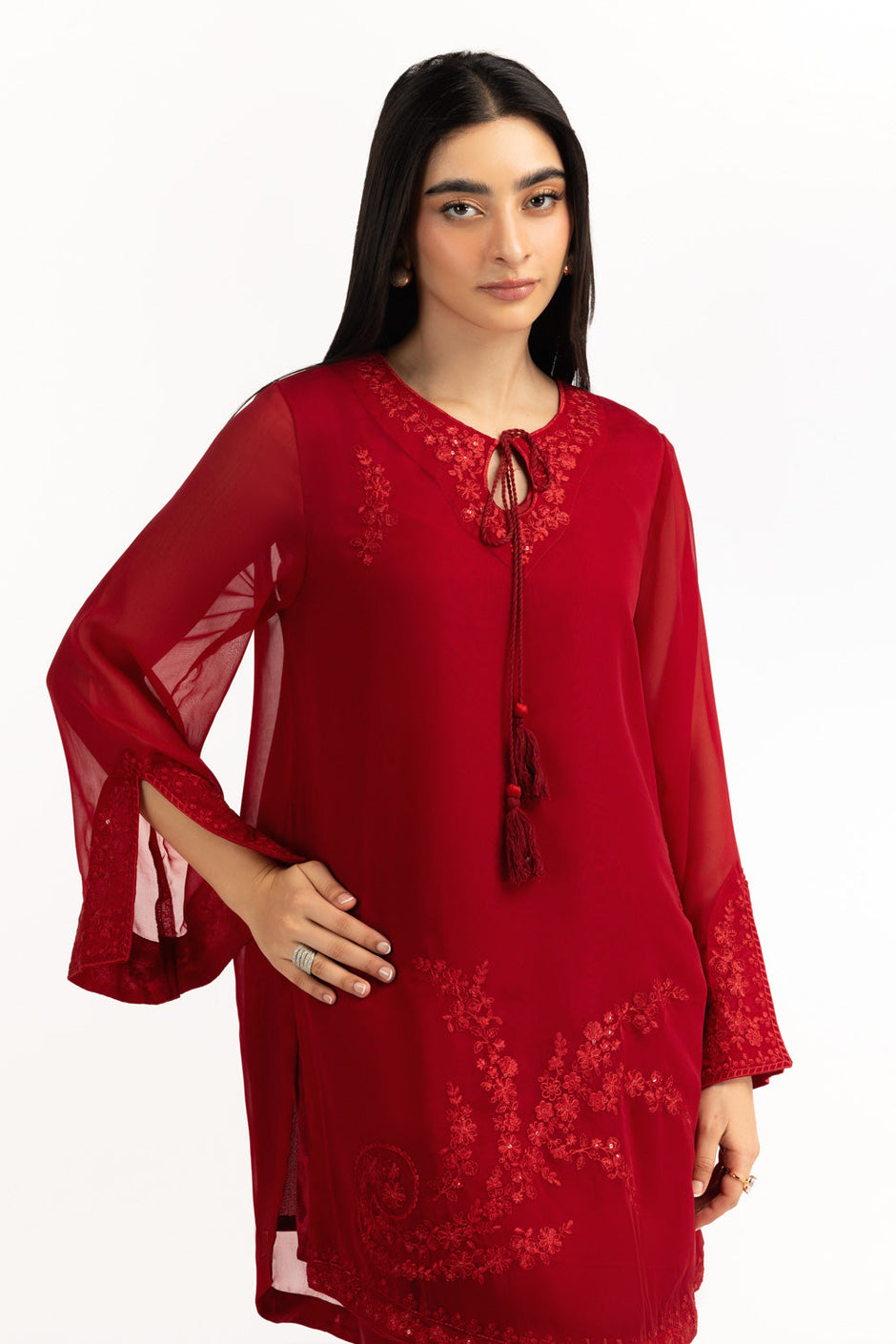 Chiffon Embroidered Shirt And Trouser