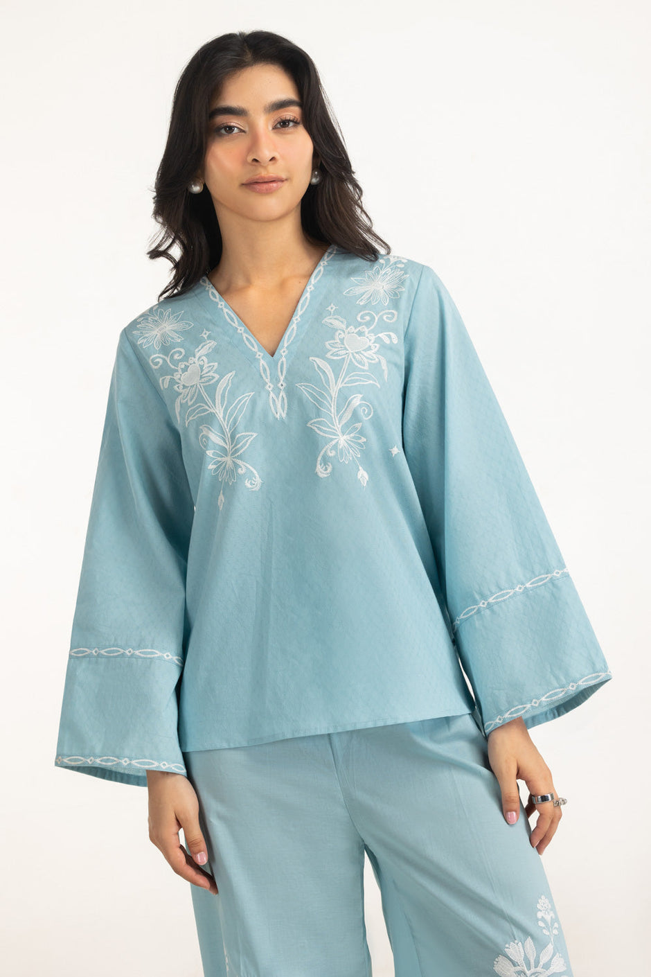 Dobby Embroidered Shirt And Trouser