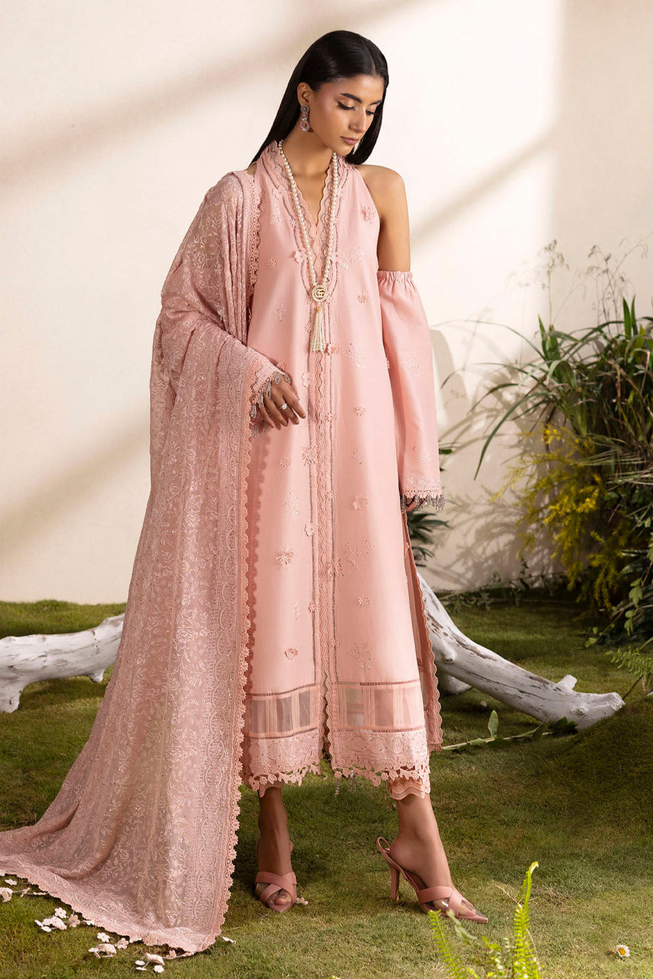 3 Piece Embroidered Lawn Suit with Embroidered Chiffon Dupatta