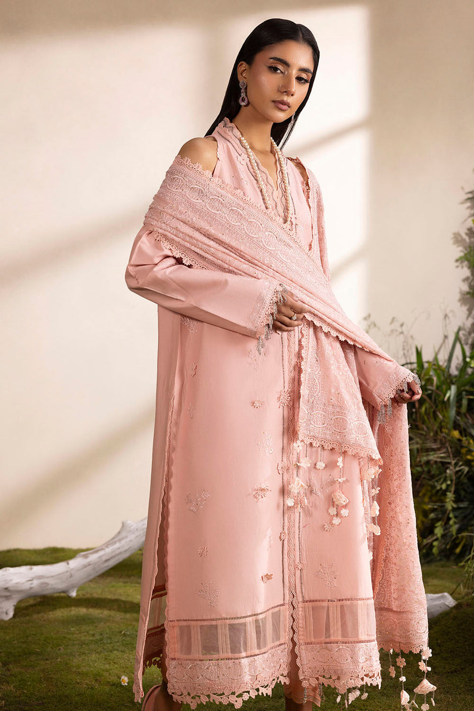 3 Piece Embroidered Lawn Suit with Embroidered Chiffon Dupatta