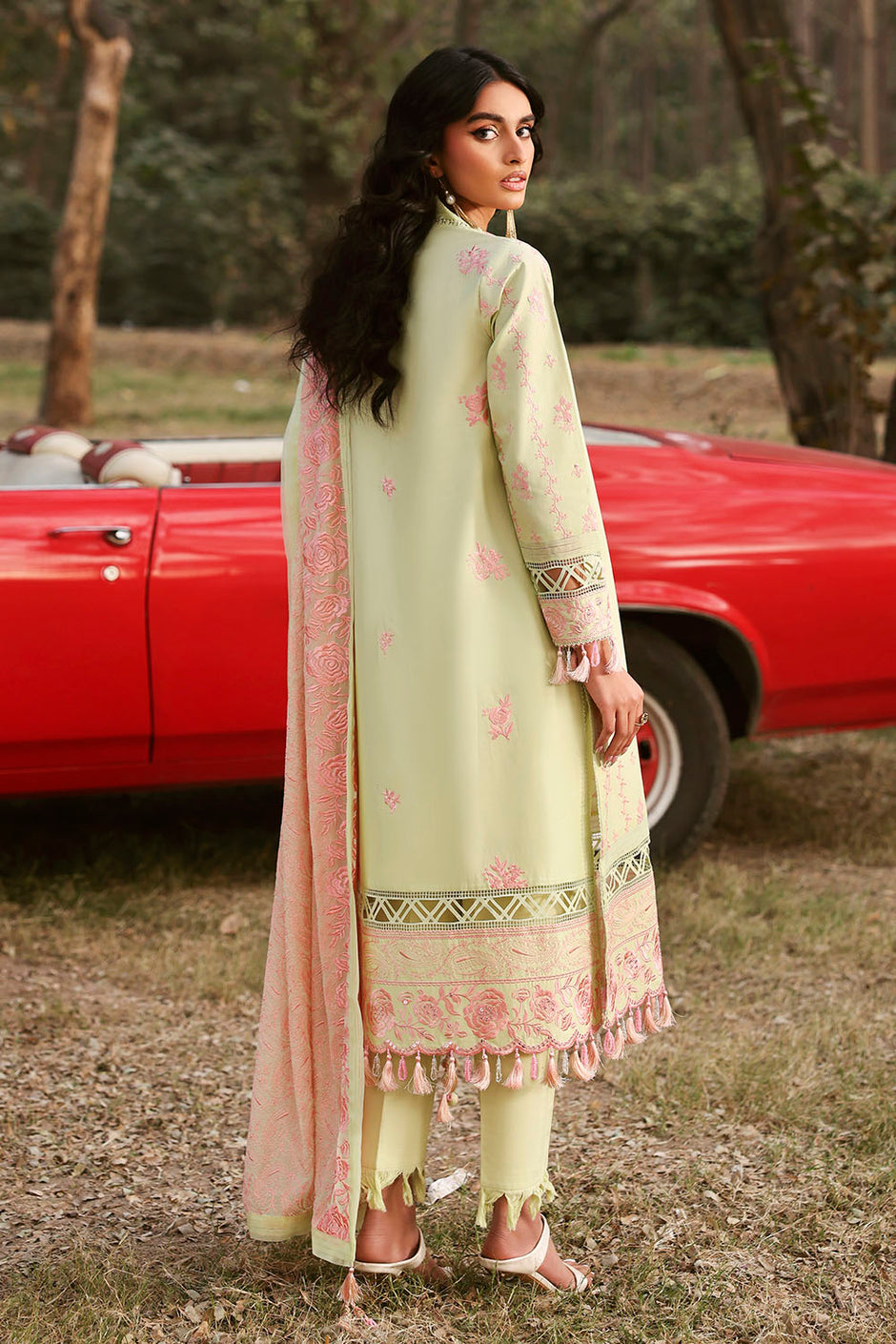 3 Piece Embroidered Lawn Suit with Embroidered Chiffon Dupatta
