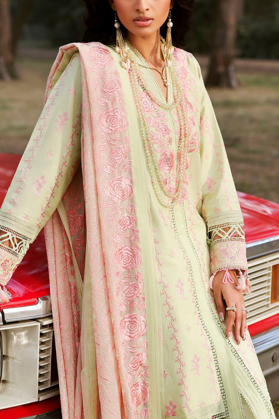 3 Piece Embroidered Lawn Suit with Embroidered Chiffon Dupatta