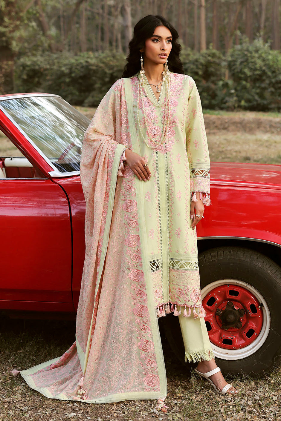 3 Piece Embroidered Lawn Suit with Embroidered Chiffon Dupatta