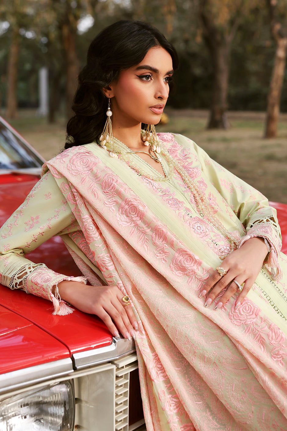 3 Piece Embroidered Lawn Suit with Embroidered Chiffon Dupatta