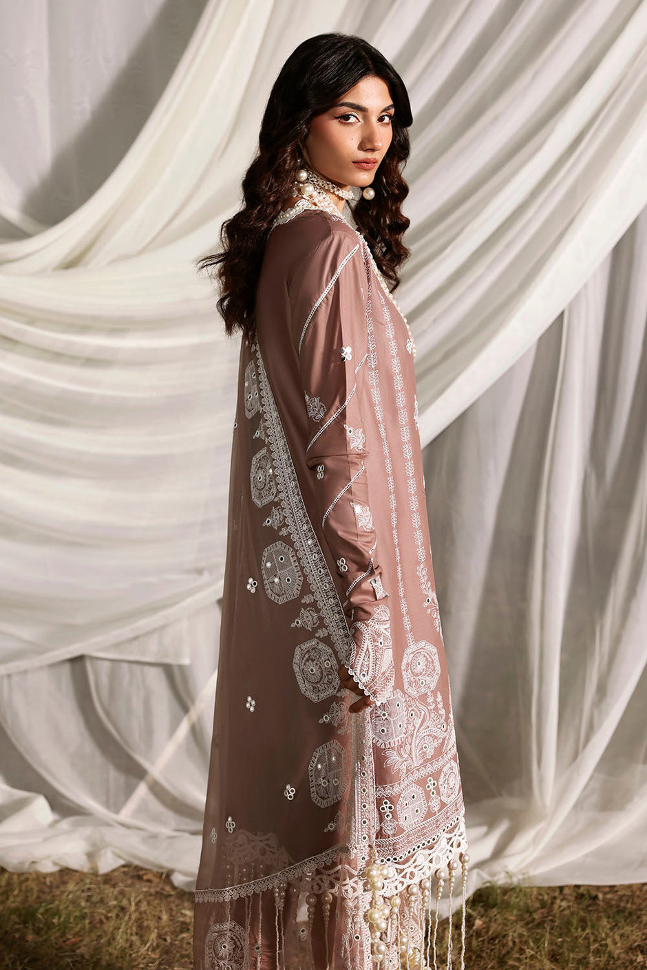 3 Piece Sequins Embroidered Lawn Suit with Chiffon Dupatta