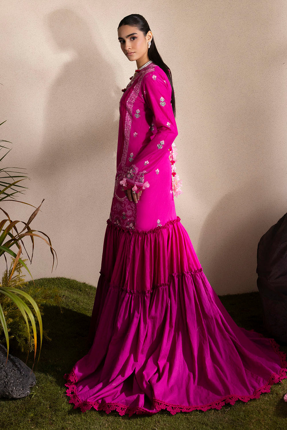 3 Piece Embroidered Lawn Suit with Embroidered Chiffon Dupatta