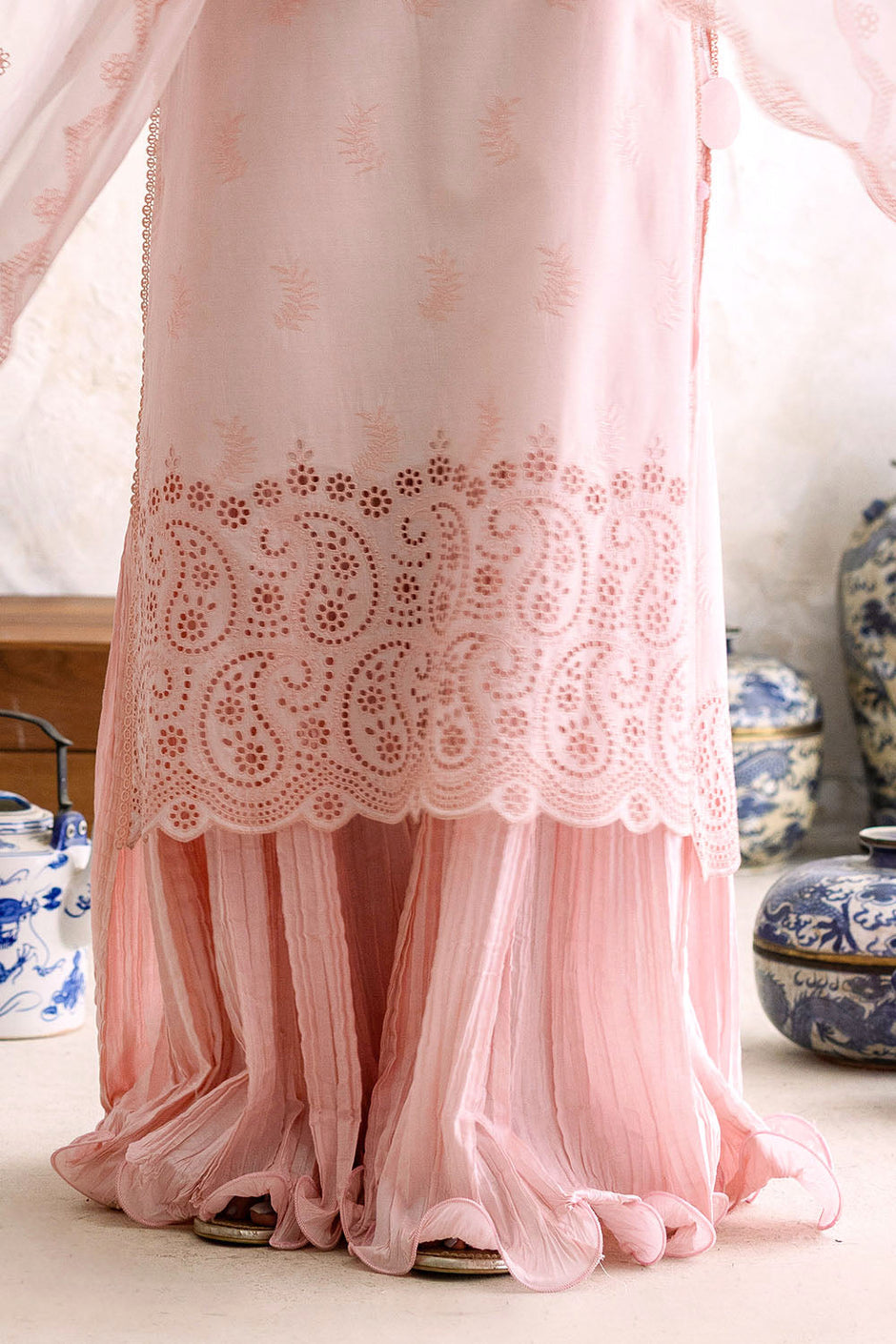 3 Piece Schiffli Embroidered Lawn Suit with Chiffon Dupatta