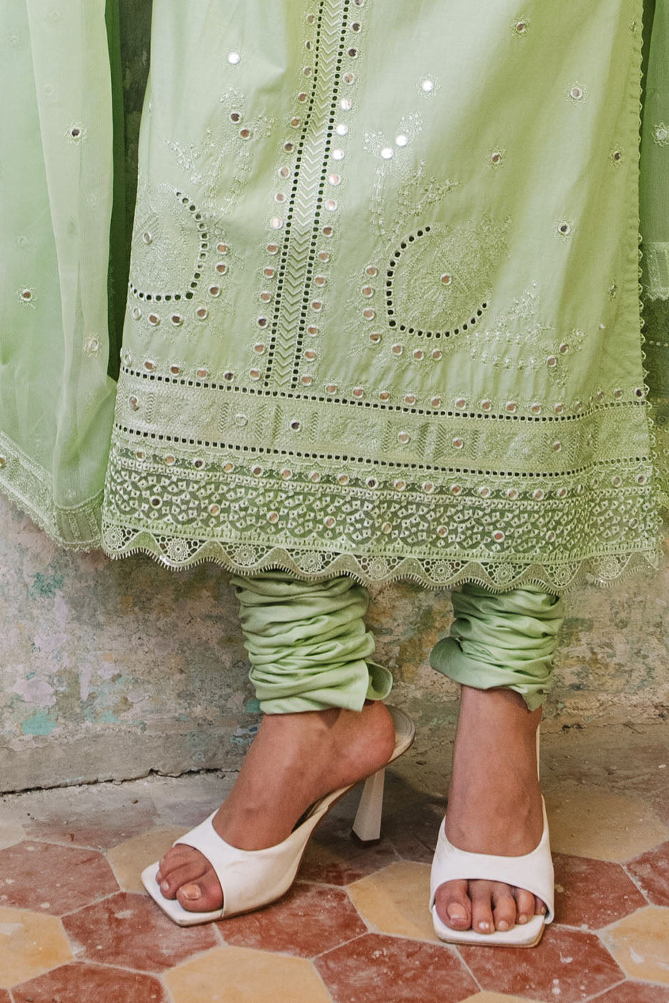 3 Piece Embroidered Lawn Suit with Borders and Embroidered Chiffon Dupatta