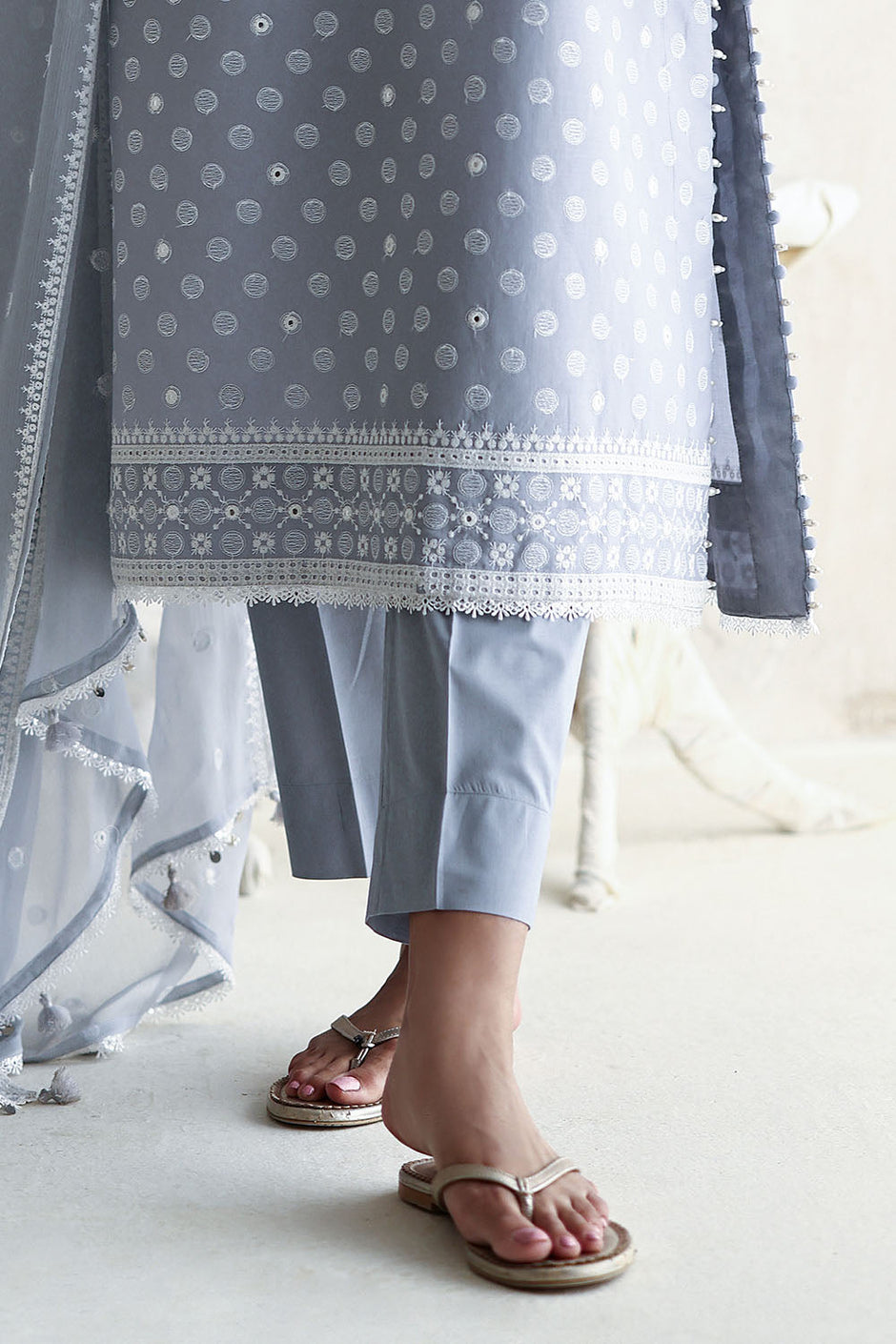 3 Piece Embroidered Lawn Suit with Embroidered Chiffon Dupatta