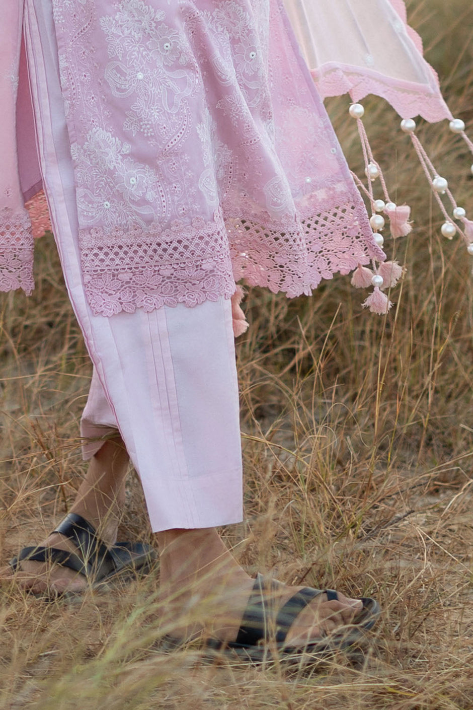 3 Piece Embroidered Swiss Voile Suit with Embroidered Chiffon Dupatta