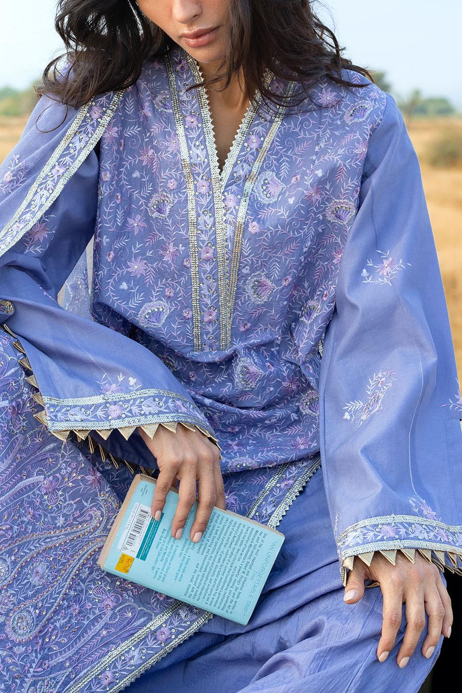 3 Piece Embroidered Lawn Suit with Embroidered Cotton Net Dupatta