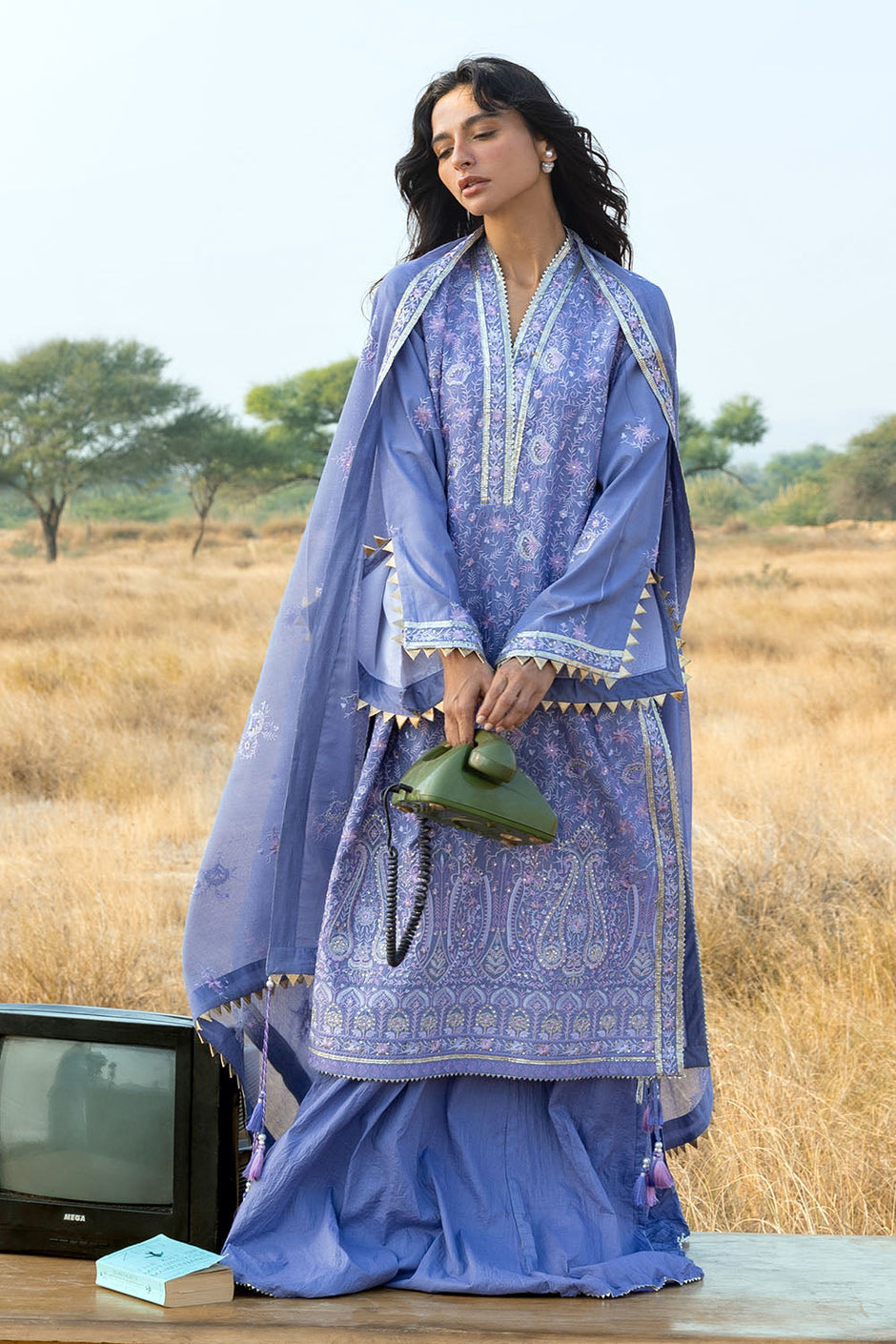3 Piece Embroidered Lawn Suit with Embroidered Cotton Net Dupatta