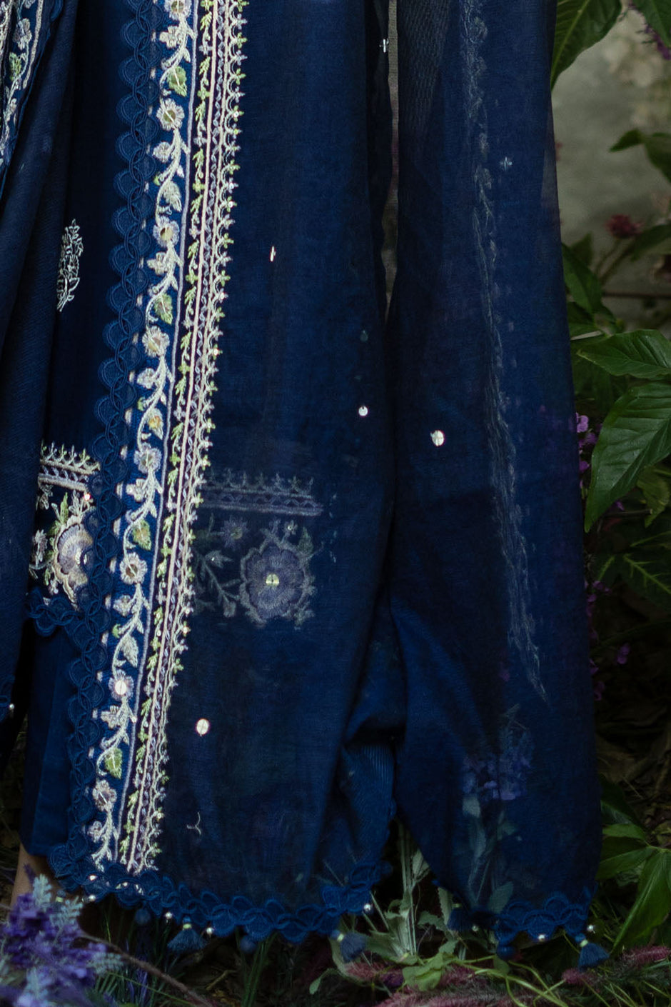 3 Piece Embroidered Lawn Suit with Embroidered Borders and Embroidered Khaddi Net Dupatta