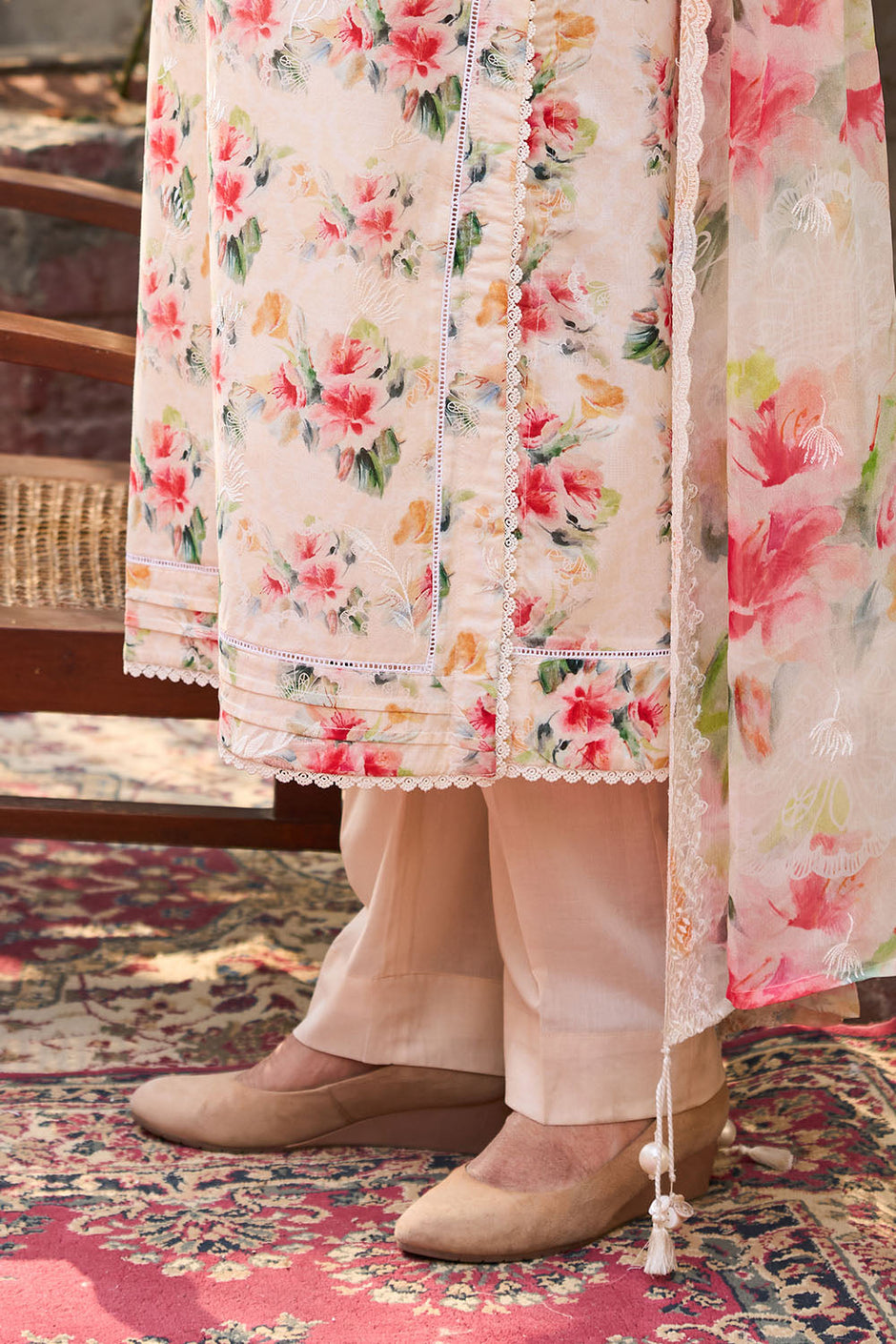 3 Piece Embroidered Printed Lawn Suit with Embroidered Printed Chiffon Dupatta