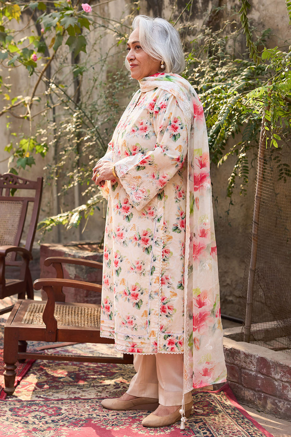 3 Piece Embroidered Printed Lawn Suit with Embroidered Printed Chiffon Dupatta